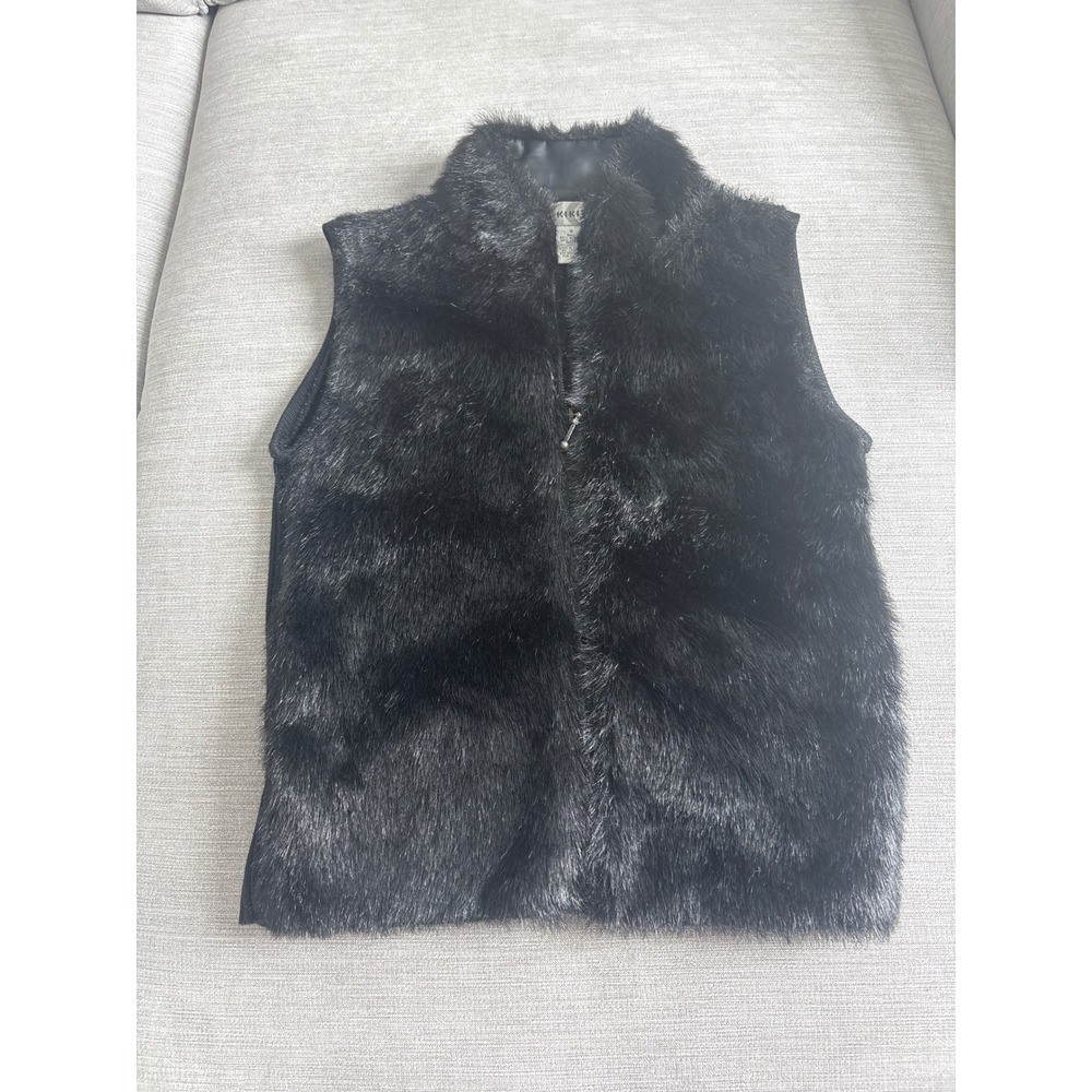 KiKiT Maurice Sasson‎ Faux Fur Knit Vest Black Sleeveless Jacket S